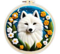 AMBATTERY Needle Felting Kit, Flowers and Fox Felt Painting Set with Wool, Needle Felting Tools for Beginner, Wool Felting Supplies, Felt Painting kit for Beginners