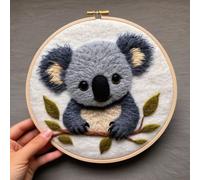 AMBATTERY Needle Felting Kits Cartoon Koala Animal Needle Felting Kit Beginners Adults DIY Wool Painting Felt Craft Kits for Home Decoration 20x20cm
