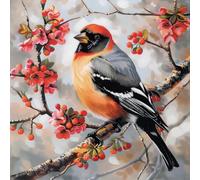 AMBATTERY Pre-Printed Cross Stitch Pillow, Flower Branches and Birds Throw Pillow 45X45cm Needlepoint Craft Set Embroidery Cushion Kit pre Printed Handmade Cushion Cover Kit