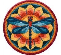 AMBATTERY Round DIY Latch Hook Rug Kits,Animal Dragonfly