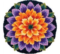 AMBATTERY Round DIY Latch Hook Rug Kits,Flowers