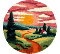 AMBATTERY Round DIY Latch Hook Rug Kits,Pastoral Scenery