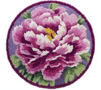 AMBATTERY Round DIY Latch Hook Rug Kits,Peony Flowers