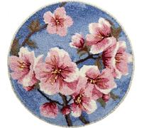 AMBATTERY Round DIY Latch Hook Rug Kits,Peony Flowers
