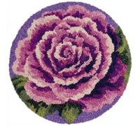 AMBATTERY Round DIY Latch Hook Rug Kits,Peony Flowers