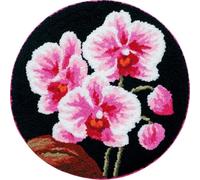 AMBATTERY Round DIY Latch Hook Rug Kits,Phalaenopsis Orchid Flowers