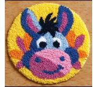 AMBATTERY Round Latch Hook Kits Pre-Printed Rug,Animal Donkey