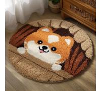 AMBATTERY Round Shape Latch Hook Kits Rug,Animal Dog