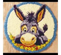 AMBATTERY Round Shape Latch Hook Kits Rug,Animal Donkey