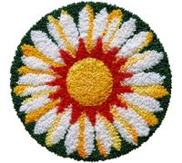 AMBATTERY Round Shape Latch Hook Kits Rug,Daisy Flowers