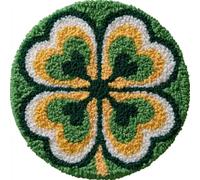 AMBATTERY Round Shape Latch Hook Kits Rug,Green Four-Leaf Clover