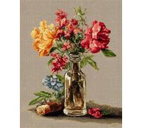 AMBATTERY Rug Making Kit Flowers in A Vase Latch Hook Craft Kits Carpet Crochet Kit for Adults Beginners DIY Rug Making Set Needlework for Home Decoration 23x35in