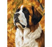 AMBATTERY Rug Making Kit For Adults Cartoon Saint Bernard Animal Rug Making Kit For Adults Large Cushion Latch Mat Yourself Knotting Beginners，Diy Latch Hook Kits Tapestry 52x38cm
