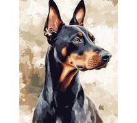 AMBATTERY Rug Making Kit For Adults Fantasy Doberman Pinscher Animal Rug Making Kits Diy Latch Hook For Beginners Adults Home Decoration Tapestry Kit Cushion Cover 52x38cm