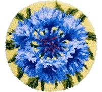 AMBATTERY Rug Making Kit for Adults,Round Latch Hook Rug Kit,Blue Flowers