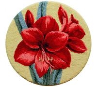 AMBATTERY Rug Making Kit for Adults,Round Latch Hook Rug Kit,Red Flowers