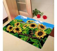 AMBATTERY Rug Making Kit For Adults Sunflower Flower Handmade Self Knotting Set，Large Latch Hook Rug，Pre-Printed Pattern Canvas Rug，Embroidery Craft For Adults 21x29in