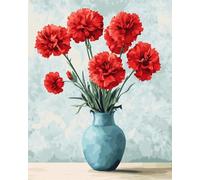 AMBATTERY Rug Making Kit for Adultsred Flowers in A Vase Latch Hook Kits Rugs Large for Adults Beginners,DIY Crochet Set，Tapestry Making Kit，Embroidery Sofa Cushion Carpet 31x63in