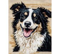 AMBATTERY Tapestry Kit Black And White Dog Animal Cross Stitch Knotted Rug，Crochet Rug For Beginners，Adult And Teenager Diy Rug Embroidery Kit Latch Hook Kits Rugs 35x46in