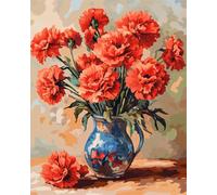 AMBATTERY Tapestry Kit Carnations in A Vase Latch Hook Rug Kits for Adults Beginners DIY Craft Doormat Carpet Making Kit Apestry Gift Home Decorations 21x29in