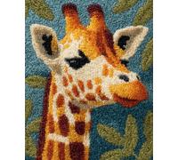 AMBATTERY Tapestry Kit Cartoon Giraffe Animal Crochet Kit for Beginners Adults,DIY Rug Making Kits with Printed Canvas Latch Hook Cushion Set Rugs 23x35in