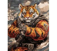 AMBATTERY Tapestry Kit Cartoon Tiger Animal DIY Latch Hook Rug Kits for Adults Beginners Large Carpet Making Kit Tapestry Knitting Set with Instructions 21x29in