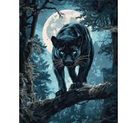 AMBATTERY Tapestry Kit Leopard Animal And Moon Diy Latch Hook Kit For Adults Beginners,Cross Stitch Set Carpet Making Cushion Needlework Embroidery Craft Kits Cushion 21x29in