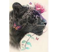 AMBATTERY Tapestry Kit Leopards and Flowers DIY Latch Hook Rug Set Rugs Knotting Cross Stitch Kit for Beginners and Adults Tapestry Making Tool Kits Embroidery Ser Cushion 21x29in