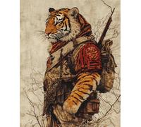 AMBATTERY Tapestry Kits for Adults Cartoon Tiger Animal DIY Latch Hook Rug Kits for Adults Beginners Large Carpet Making Kit Tapestry Knitting Set with Instructions 31x63in