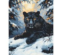 AMBATTERY Tapestry Kits for Adults Jungle Leopard Animals Printed Canvas Crochet Needlework DIY Craft Rug Cushion Mat Tapestry Knitting Kits for Adults with Instructions 31x45in