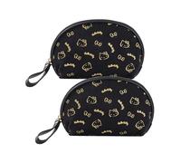 AmBealla 2PCS Cosmetic Bag Portable Storage Bag for Women,Cute Compact Travel Makeup Bag for Keys and Phone,Portable Bag for Girls, 3-Black 2pcs