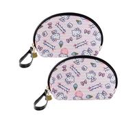 AmBealla 2PCS Cosmetic Bag Portable Storage Bag for Women,Cute Compact Travel Makeup Bag for Keys and Phone,Portable Bag for Girls, 5-Pink 2pcs