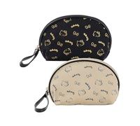 AmBealla 2pcs Small Cosmetic Bag Portable Storage Purse Bag for Women,Cute Compact Travel Makeup Bag for Keys and Phone,Portable Mini Bag for Girls,Travel Bag for Toiletry, 2-Black+Beige 2pcs