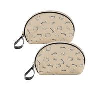 AmBealla 2pcs Small Cosmetic Bag Portable Storage Purse Bag for Women,Cute Compact Travel Makeup Bag for Keys and Phone,Portable Mini Bag for Girls,Travel Bag for Toiletry, 4-Beige 2pcs