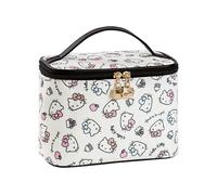 AmBealla Cosmetic Bag Large Makeup Bag Makeup Travel Case with Brush Holder, Canvas Organizer for Women, Toiletry Bag for Skincare & Beauty Tools Sweet Print for Girls, Pink, Fashion