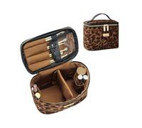 AmBealla Makeup Bag Large Leopard Print Cosmetic Bags with Makeup Brush Holder, Cute Printed Makeup Organizer for Women Traveling,Portable Toiletry Bag for Girls