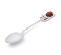 AMBEDORA Silver Spoon Windsor with Amber, Polished Sterling Silver, Baltic Amber in Three Colours, L. 12,7 cm