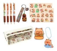 AMBEERT 1 Set Pencil Case, Capybara Stationery Set, Pencils Case Cute, Aesthetic Stationery, Pencil Case with Stationery Included Pencil Bag, Large Capacity Pencil Pouch for Kids