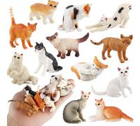 AMBEERT 12PCS Cat Figures and Toys for Kids - Educational Kitty Figures Set, Easter Eggs Cake Topper Birthday Gift for Boys Girls Children