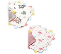 AMBEERT 2 PCS Tag Blanket, Taggies, Taggy Blanket, No Wrinkle Label Comfort Blanket, Baby Quilt Blanket, Newborn Soft Baby Blanket, Cute Patterned No Crinkle Sound Lovely Label Blanket Taggie Blanket