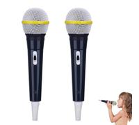 AMBEERT 2 PCS Toy Microphone, Fake Microphone Prop, Black Microphones Toy for Kids, Stage Performance, Birthday Party, Singing, Confidence Building Activities