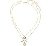 AMBEERT 2Pcs Shell Necklace, Starfish Necklace, Ocean Style Layered Shell Choker for Women, Beach Holiday Summer Jewelry, Elegant Gold Seashell Pendant, Stylish Surfer for Girls