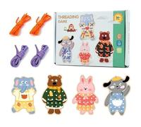 AMBEERT 4 PCS Threading Toys, Kids Lacing Cards, Imagination Development Lacing Toys Games for Children Educational and Learning Activity, Lacing Picture Cards Learning Activity Set for Kids