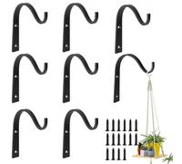AMBEERT 8PCS Hanging Basket Hooks, Hanging Bracket, Outdoor Wrought Iron Wall Hooks, Plant Hook Plant Brackets for Baskets Bird Feeders Wind Chime Lanterns