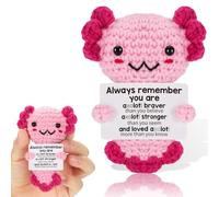 AMBEERT Axolotl Plush, Emotional Support Plush, Cute Mini Axolotl Gifts With Positive Words, Handmade, For Home Desktop Decor, Inspirational