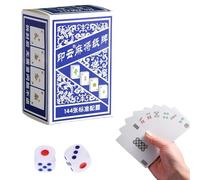 AMBEERT Mahjong Set, Mahjong Game, 2025 Chinese Playing Mini Mahjong Cards, 144 Mah Jong Playing Cards+2 Dices+carton Case, Portable Mah Jong Card Game for Family Gatherings, Travel, And Parties