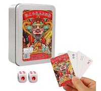 AMBEERT Mahjong Set, Mahjong Game, Mahjong Tiles, 144 Mah Jong Playing Cards+2 Dices+iron Case, Portable Mah Jong Card Set for Family Gatherings, Travel, Parties, And Office Entertainment