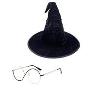 AMBEERT Witches Hat, Elphaba Costume, Glinda Costume, Elphaba glasses, Clear Lens Glasses Witch Costume Accessory, for Halloween Kids Halloween World Book Day Fancy Dress Costume