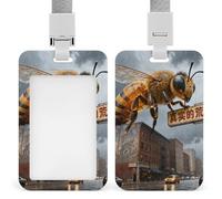 Amber Bee City Id Badge Holder - Retractable Badge Holders, Heavy Duty Plastic Id Card Holder with Lanyard, Waterproof Name Tag Sleeve for Nurses, Teachers, Office Professionals