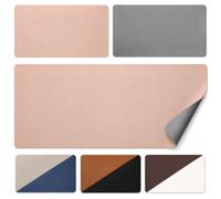 Amber&Bee Desk Mat 80 x 40 cm, 2-Sided, Pink/Grey | Wipe-clean, water-repellent, for mouse, keyboard & home office